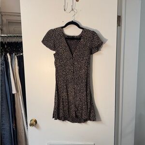 Reformation • Button Up Floral V-Neck Dress • Navy • 0